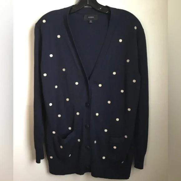 J. Crew Polka Dot V-Neck Cardigan NWOT - Picture 1 of 7